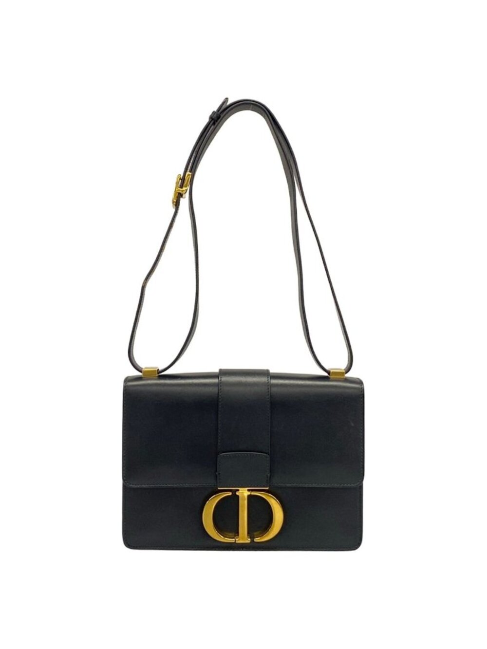 Dior Shoulder Bag 30 Montaigne Flap Black Leather